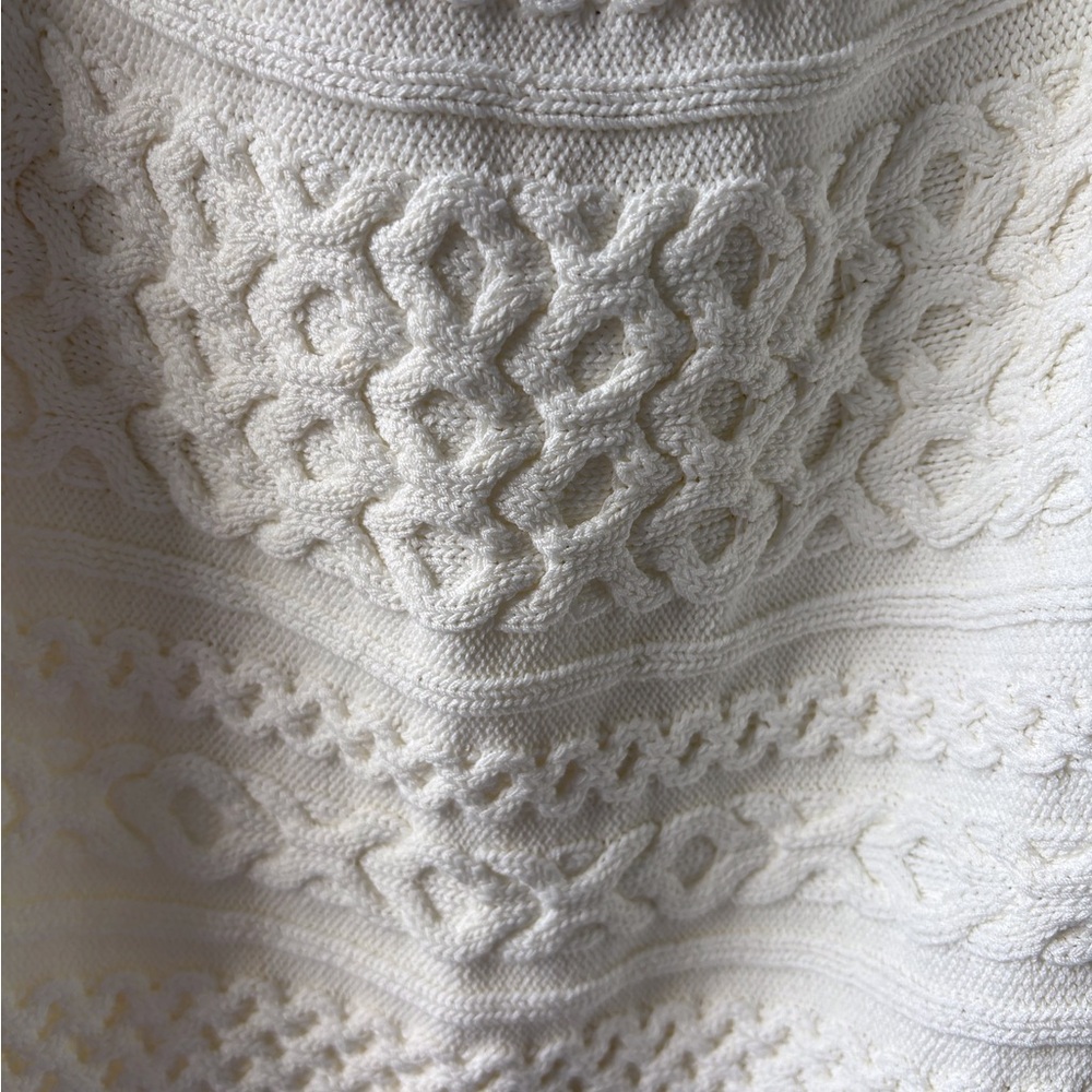WHBM XL Ecru Top Cap Sleeves Cable Knit Design NWT Office Career Party Cruise - Picture 6 of 12